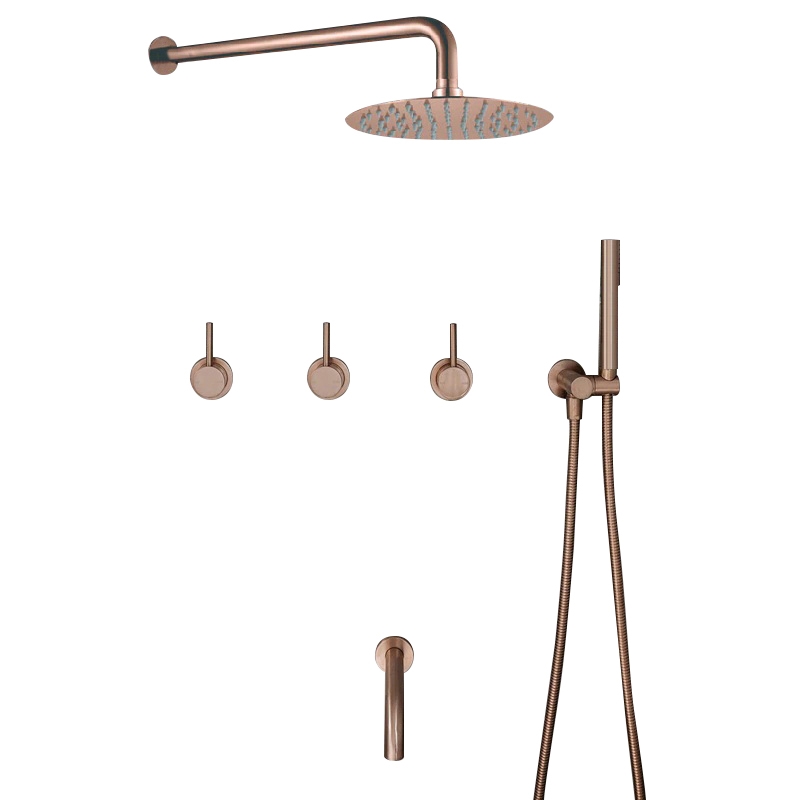 Fontana Verona Solid Brass Wall Mount Triple Mixer Bathroom Shower Set